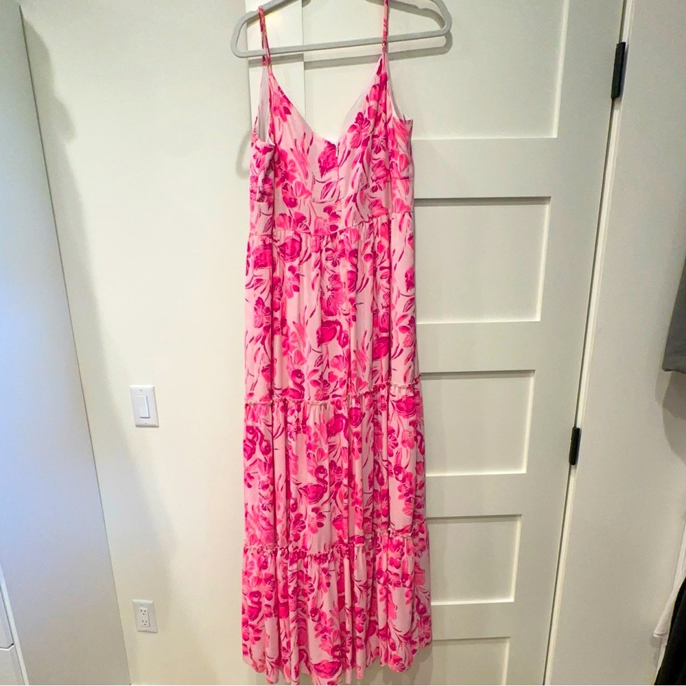 Lilly Pulitzer Melody Maxi Dress Coral Reef Tint Flamingle PINK Flamingo